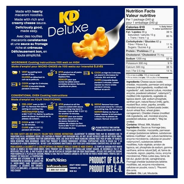 Kraft Dinner Deluxe Four Cheese 340G/12oz (Shipped from Canada)