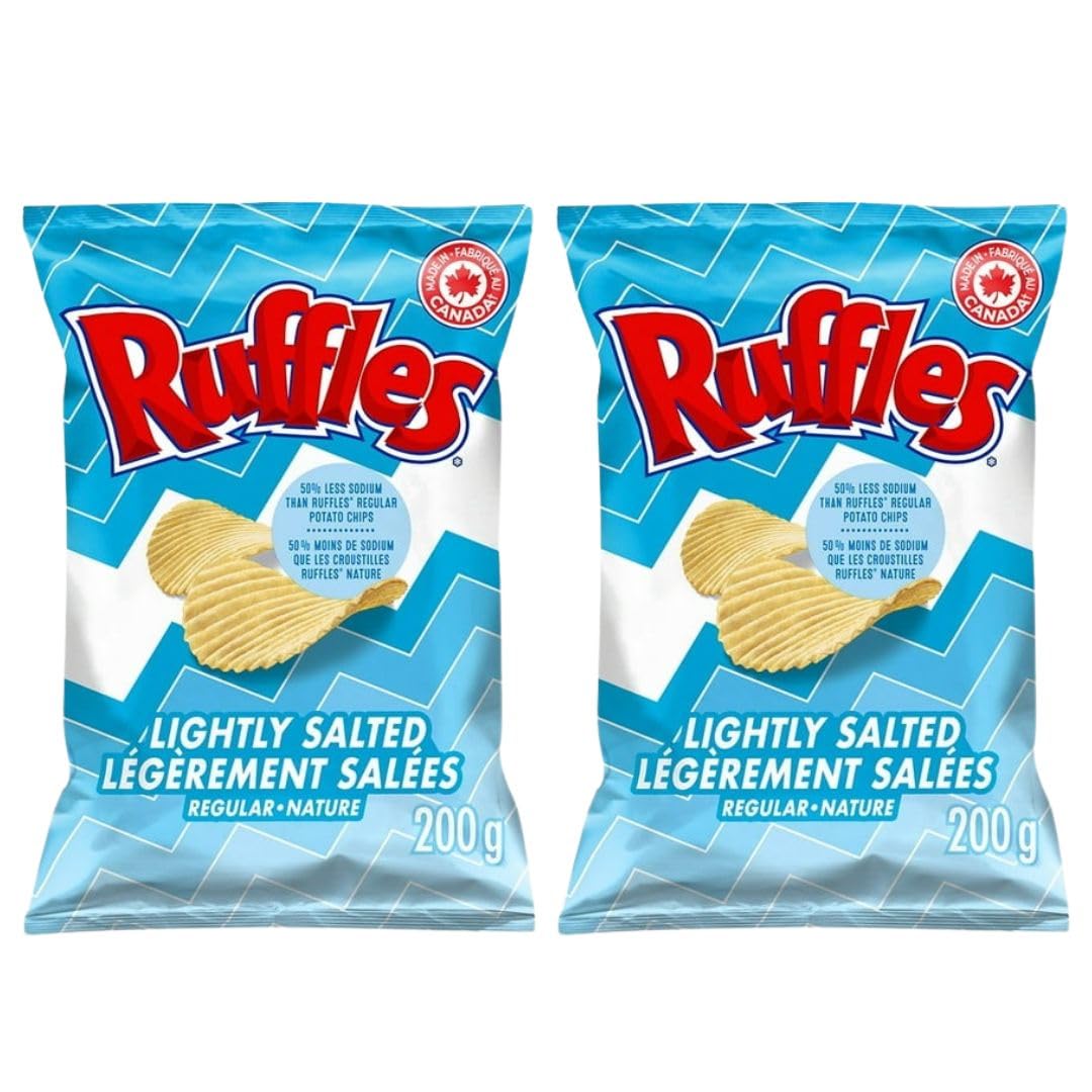 Ruffles New Regular Lightly Salted Potato Chips, 200g/7.05 oz (Shipped from Canada)