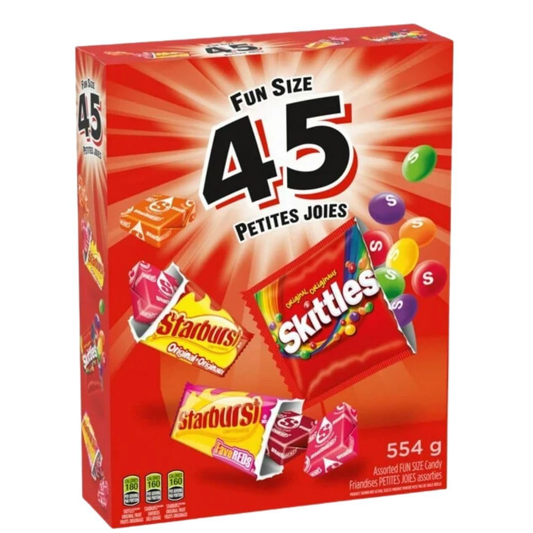 SKITTLES & STARBURST, Fruity Halloween Candy, 45 Count, 554g/19.5oz (Shipped from Canada)