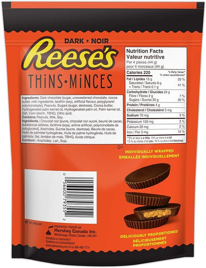 Reese's Thins Peanut Butter Cups Dark Chocolate 165g/5.8oz (Shipped from Canada)