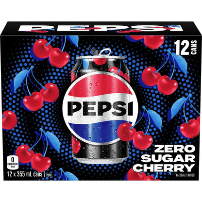 Pepsi Zero Sugar Cherry Soda Pop, Cans, 12 x 355ml/12 fl. oz (Shipped from Canada)