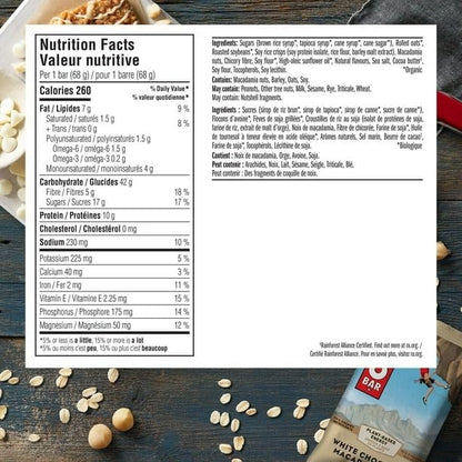 Clif bar White Chocolate Macadamia Nut, Energy Bars, Plant Based Food, Non-GMO, 12 x 68g/2.4 oz (Shipped from Canada)