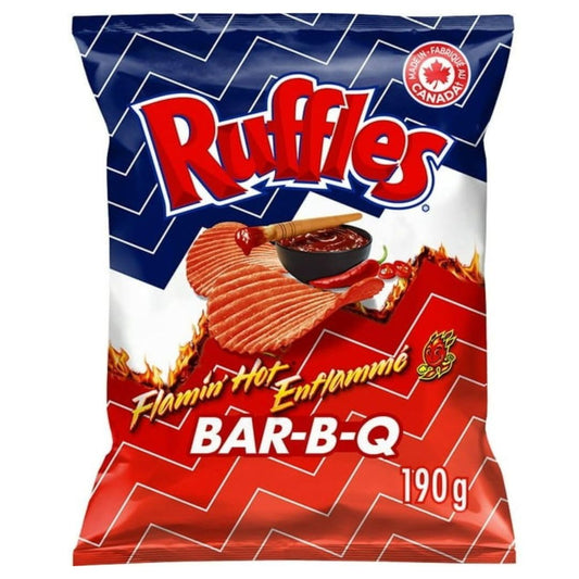 Ruffles New Flamin’ Hot Bar-B-Q Potato Chips, 190g/6.7 oz (Shipped from Canada)