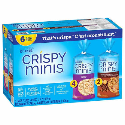 Quaker Crispy Minis Large Brown Rice Cakes Variety Pack, 6 Bags, 906g/32 oz (Shipped from Canada)