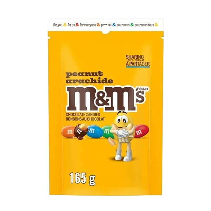 M&M'S Peanut Milk Chocolate Candies, Sharing Bag, 165g/5.8 oz (Includes Ice Pack) Shipped from Canada