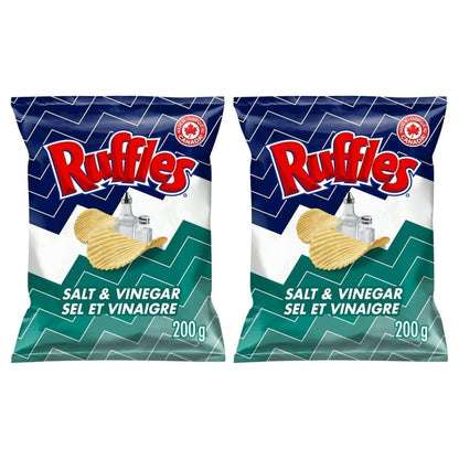 Ruffles New Salt & Vinegar Potato Chips, 200g/7.05 oz (Shipped from Canada)