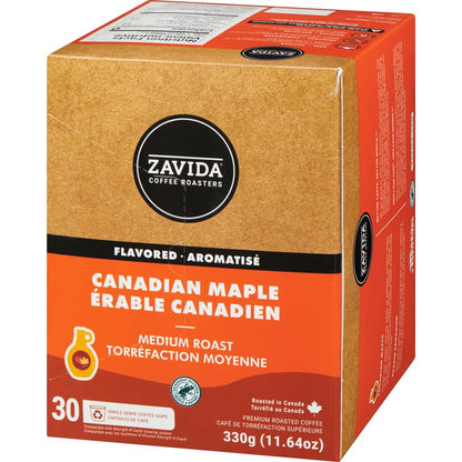 Zavida Single Serve Coffee Cups Canadian Maple Medium Roast, 30 Count, 330g/11.64oz (Shipped from Canada)