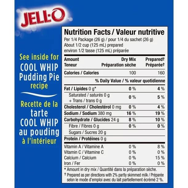 Jell-O Vanilla Instant Pudding Mix, 102g/4oz (Shipped from Canada)