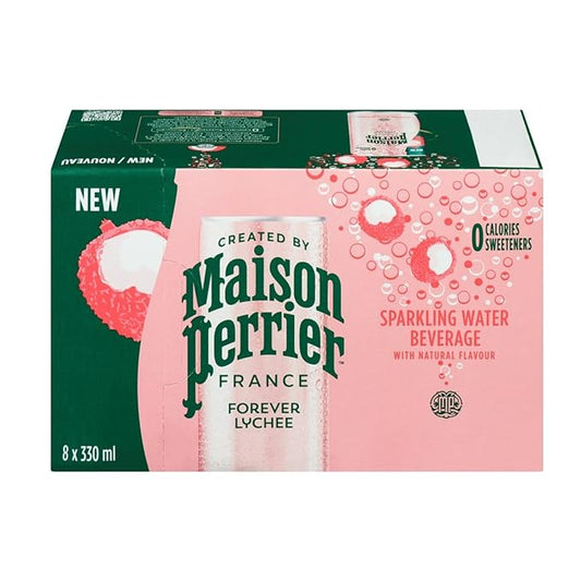 Maison Perrier Forever Lychee, Sparkling Water Beverage, Natural Lychee Flavour, No Calories, No Sweeteners, No Sodium, Sourced & Bottled In France, 8 x 330ml/11.2 fl. oz (Shipped from Canada)