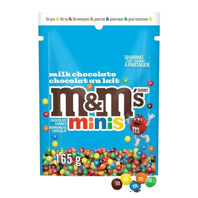 M&Ms, Mini Milk Chocolate Candies, Sharing Bag, 165g/5.8 oz (Includes Ice Pack) Shipped from Canada