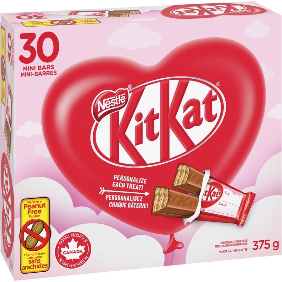 KITKAT Valentine's Mini Chocolate Wafer Bars, 30 Count, 375g/13.2oz (Shipped from Canada)