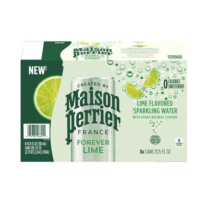 Maison Perrier Forever Lime, Sparkling Water Beverage, Natural Lime Flavour, No Calories, No Sweeteners, No Sodium, Sourced & Bottled In France, 8 x 330ml/11.2 fl. oz (Shipped from Canada)