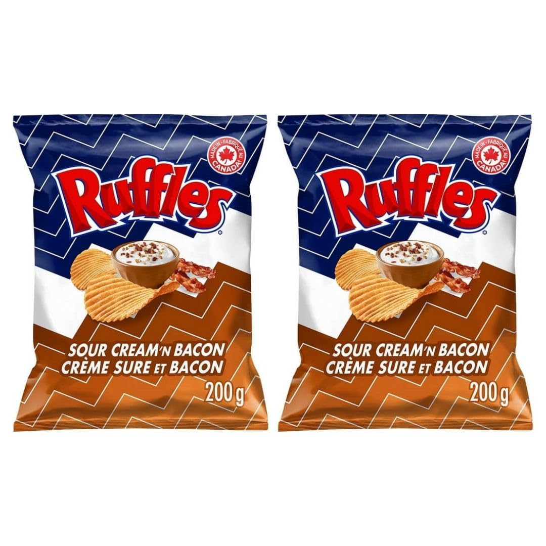 Ruffles Sour Cream 'n Bacon Potato Chips, 200g/7.05 oz (Shipped from Canada)