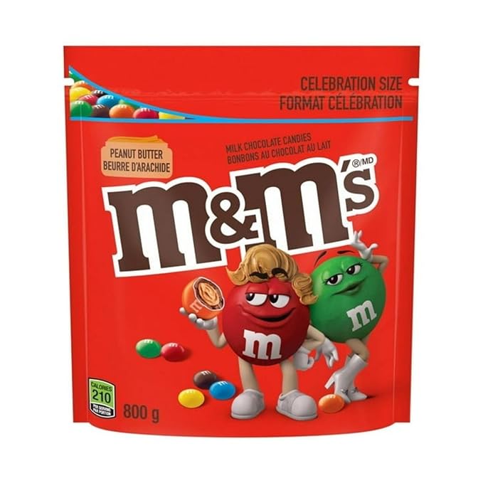 M&Ms, Peanut Butter Milk Chocolate Candies, Pantry Size Share Bag, 800g/28.2 oz (Includes Ice Pack) Shipped from Canada