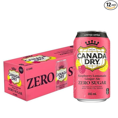 Canada Dry Raspberry Lemonade Ginger Ale Zero Sugar, 12 x 355ml/12 fl. oz (Shipped from Canada)