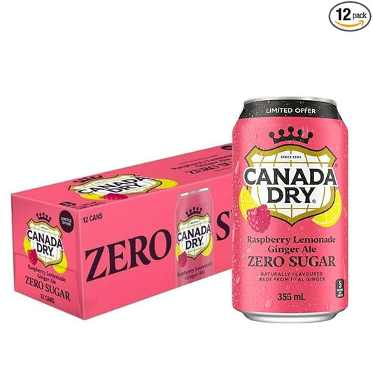 Canada Dry Raspberry Lemonade Ginger Ale Zero Sugar, 12 x 355ml/12 fl. oz (Shipped from Canada)