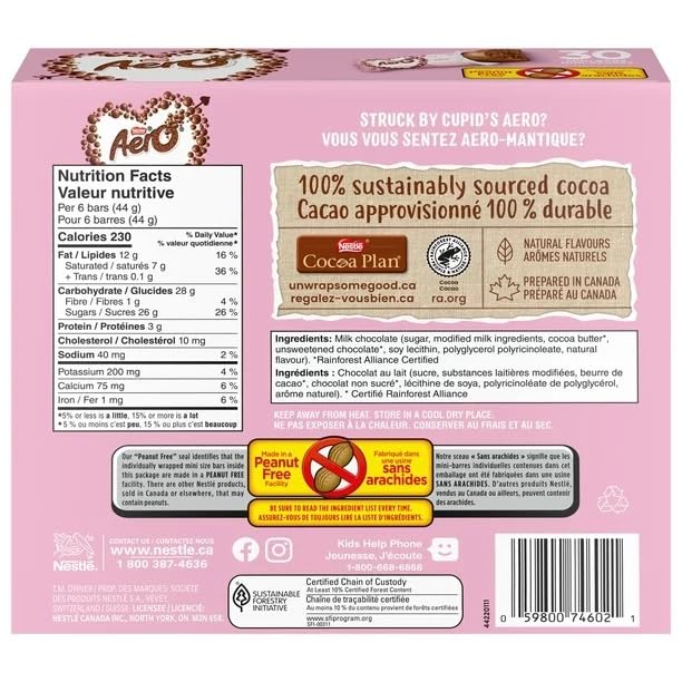 AERO Valentine's Minis Milk Chocolate, 30 Count, 219g/7.7 oz (Shipped from Canada)