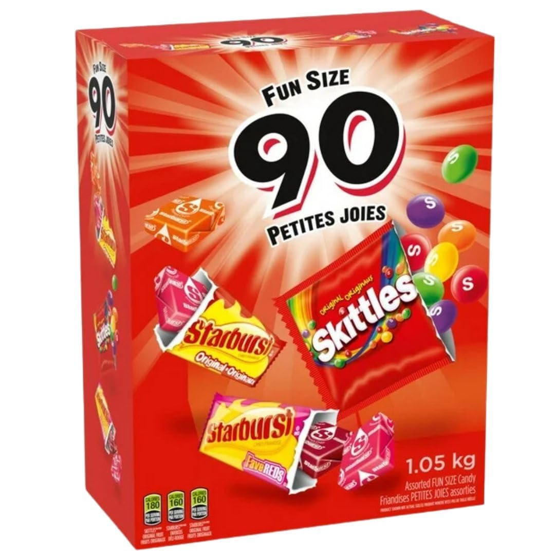 Skittles and Starburst Fruity Halloween Candy, 90 Count, 1.05kg/2.3 lbs (Shipped from Canada)