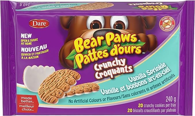 Bear Paws Crunchy Variety Pack, Caramel Crunch, Vanilla Sprinkle, Double Chocolate, 3ct, 240g/8.5oz (Shipped from Canada)