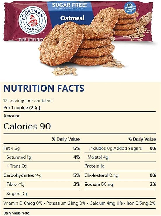 Voortman Oatmeal Cookies Sugar Free 226g/8oz (Shipped from Canada)