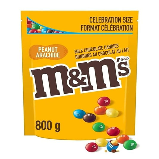 M&Ms, Peanut Milk Chocolate Candies, Pantry Size Share Bag, 800g/28.2 oz (Includes Ice Pack) Shipped from Canada