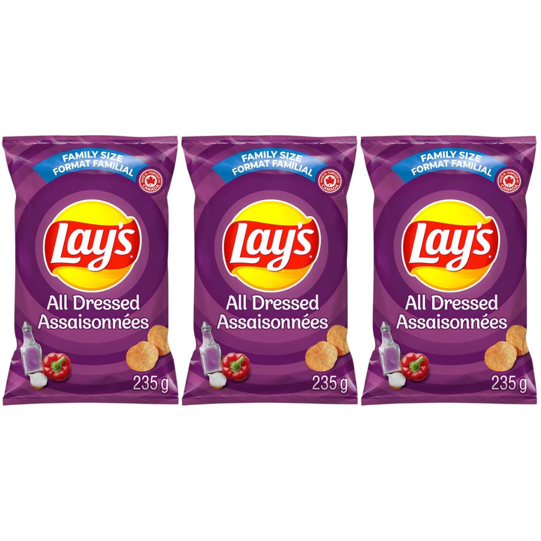 Lays All Dressed Potato Chips Family Bag pack of 3