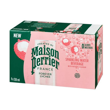 Maison Perrier Forever Lychee, Sparkling Water Beverage, Natural Lychee Flavour, No Calories, No Sweeteners, No Sodium, Sourced & Bottled In France, 8 x 330ml/11.2 fl. oz (Shipped from Canada)