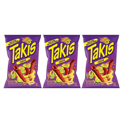 Takis Fuego Spicy Chili Pepper Lime  pack of 3