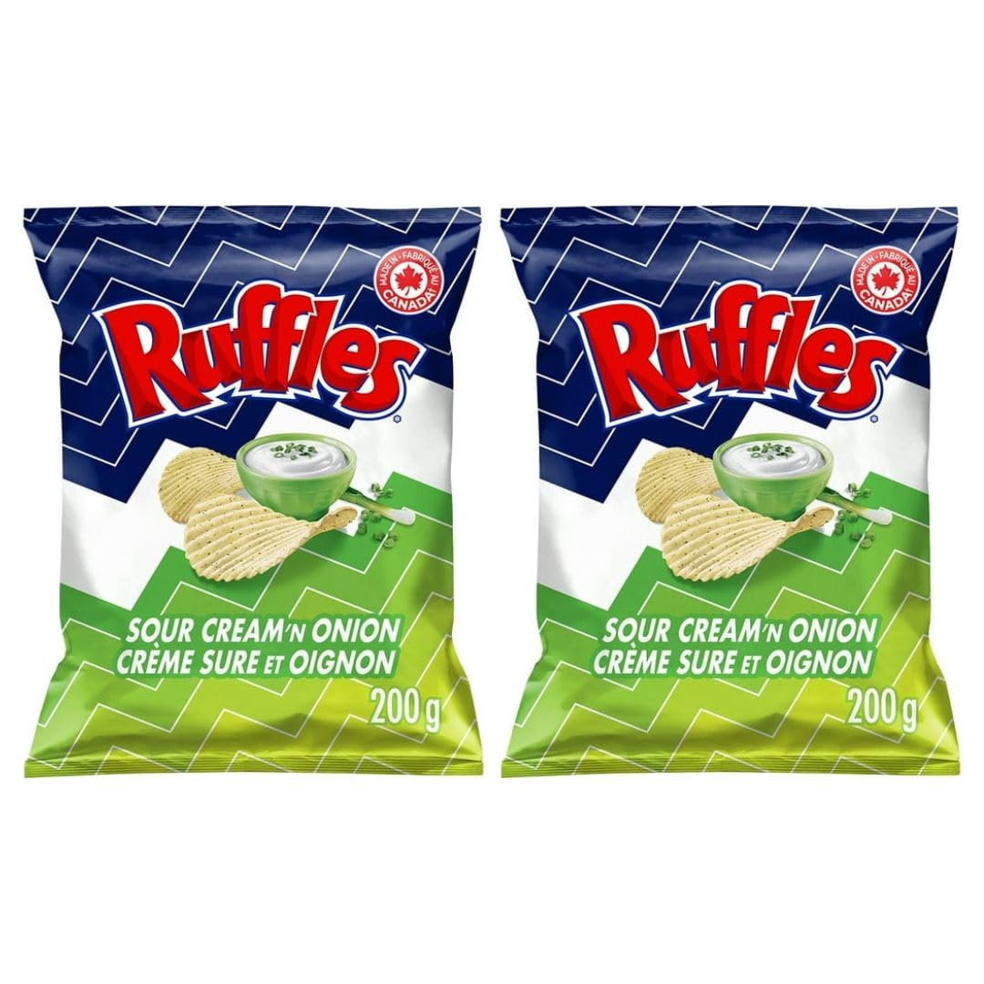 Ruffles New Sour Cream 'n Onion Potato Chips, 200g/7.05 oz (Shipped from Canada)