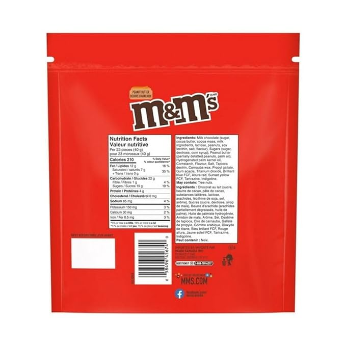 M&Ms, Peanut Butter Milk Chocolate Candies, Pantry Size Share Bag, 800g/28.2 oz (Includes Ice Pack) Shipped from Canada