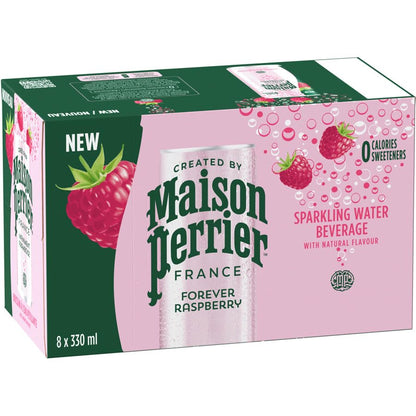 Maison Perrier France Raspberry, Sparkling Water Beverage, Natural Raspberry Flavour, No Calories, No Sweeteners, No Sodium, Sourced & Bottled In France, 8 x 330ml/11.15 fl. oz (Shipped from Canada)