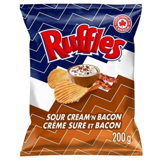 Ruffles Sour Cream 'n Bacon Potato Chips, 200g/7.05 oz (Shipped from Canada)