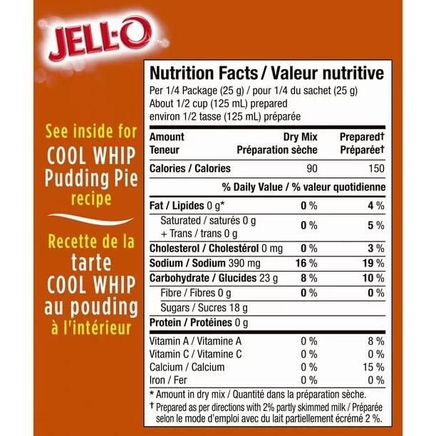 Jell-O Butterscotch Instant Pudding Mix, 99g/3.50oz (Shipped from Canada)