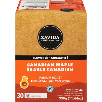 Zavida Single Serve Coffee Cups Canadian Maple Medium Roast, 30 Count, 330g/11.64oz (Shipped from Canada)