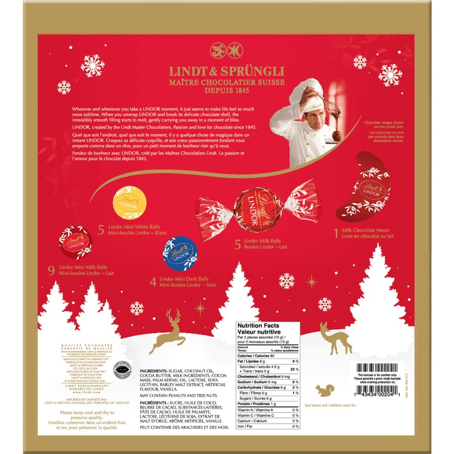 Lindt Lindor Assorted Chocolate Truffle Advent Calendar 2023, 158g/5.6oz (Shipped from Canada)