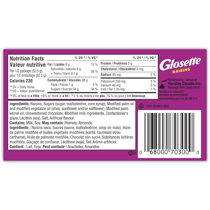 GLOSSETTE Raisins 105g/3.70oz (Includes Ice Pack) (Shipped from Canada)