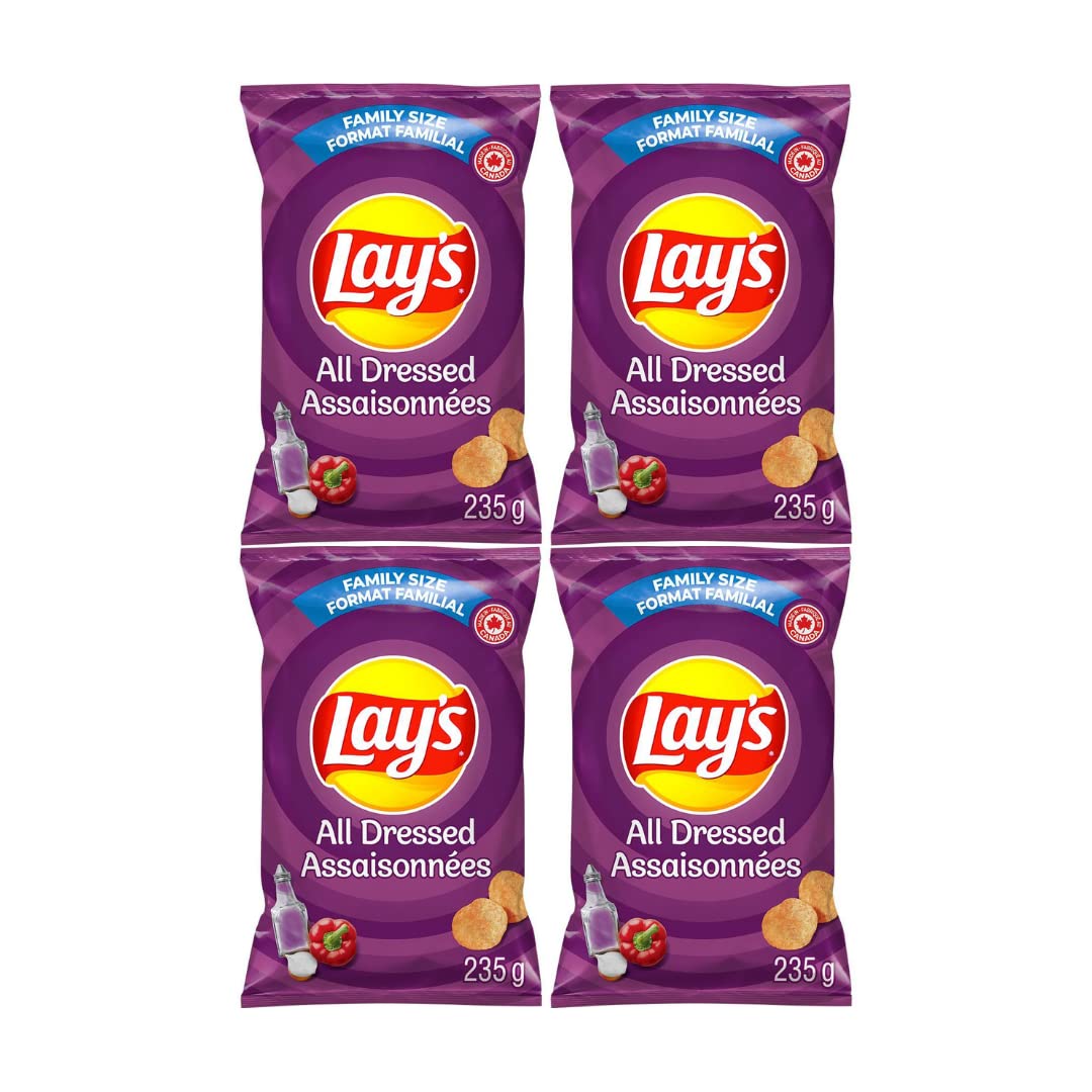 Lays All Dressed Potato Chips Family Bag pack of 4