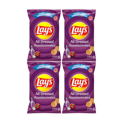 Lays All Dressed Potato Chips Family Bag pack of 4