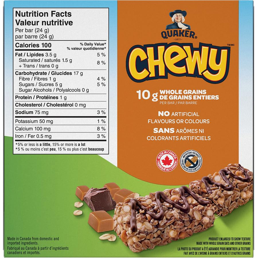 Quaker Chewy Granola Bars Caramel Chocolate  Nutrition Facts