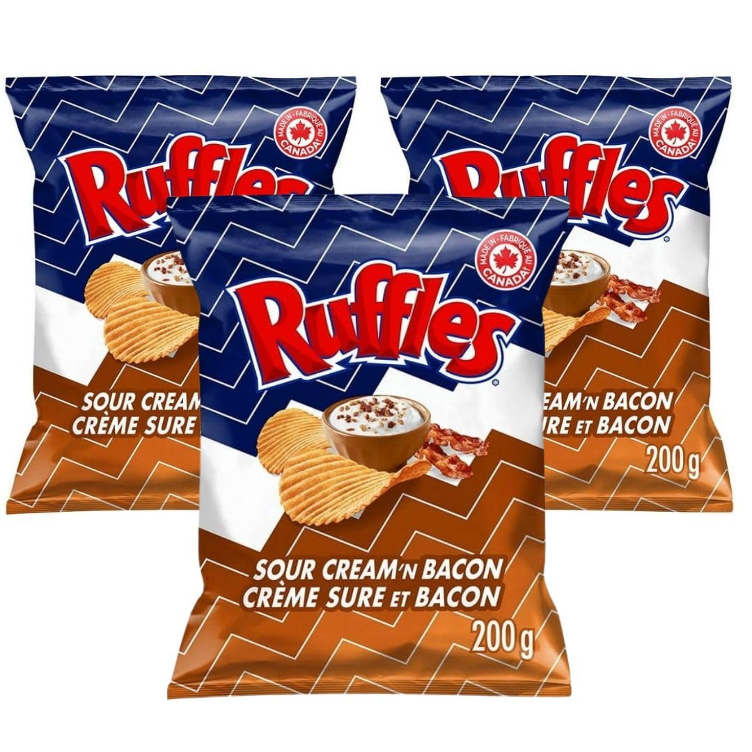 Ruffles Sour Cream 'n Bacon Potato Chips, 200g/7.05 oz (Shipped from Canada)