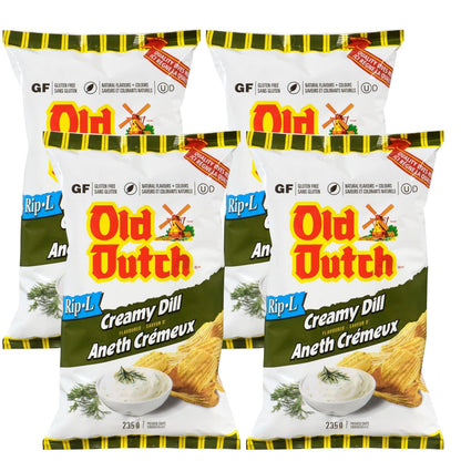 Old Dutch Creamy Dill Potato Chips pack of 4