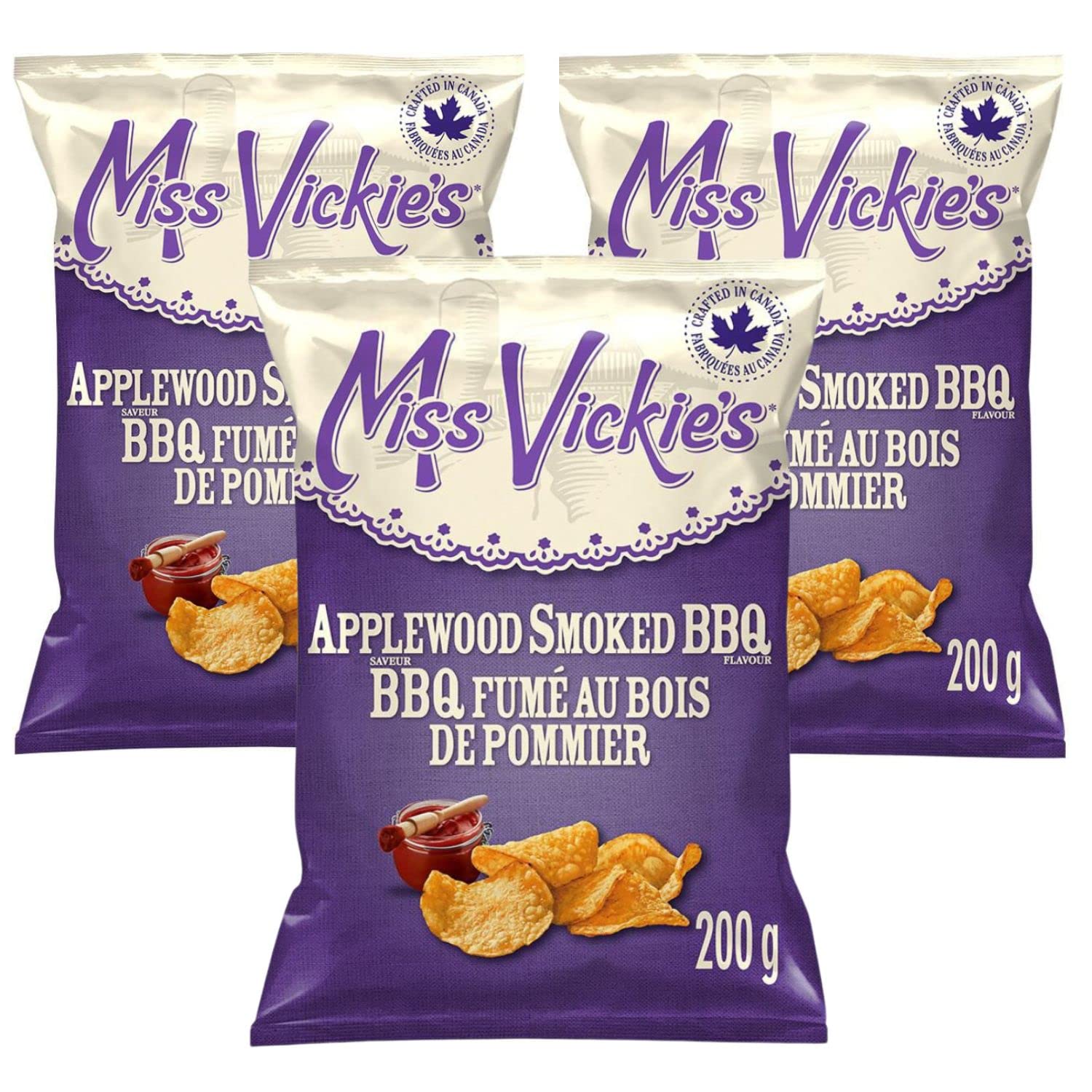 Miss Vickies Applewood Smoked BBQ Chips pack of 3