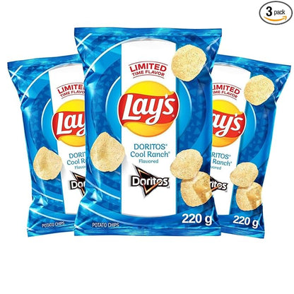 Lays Doritos Cool Ranch Flavored Potato Chips - Limited Edition, 220g/7.8 oz (Shipped from Canada)