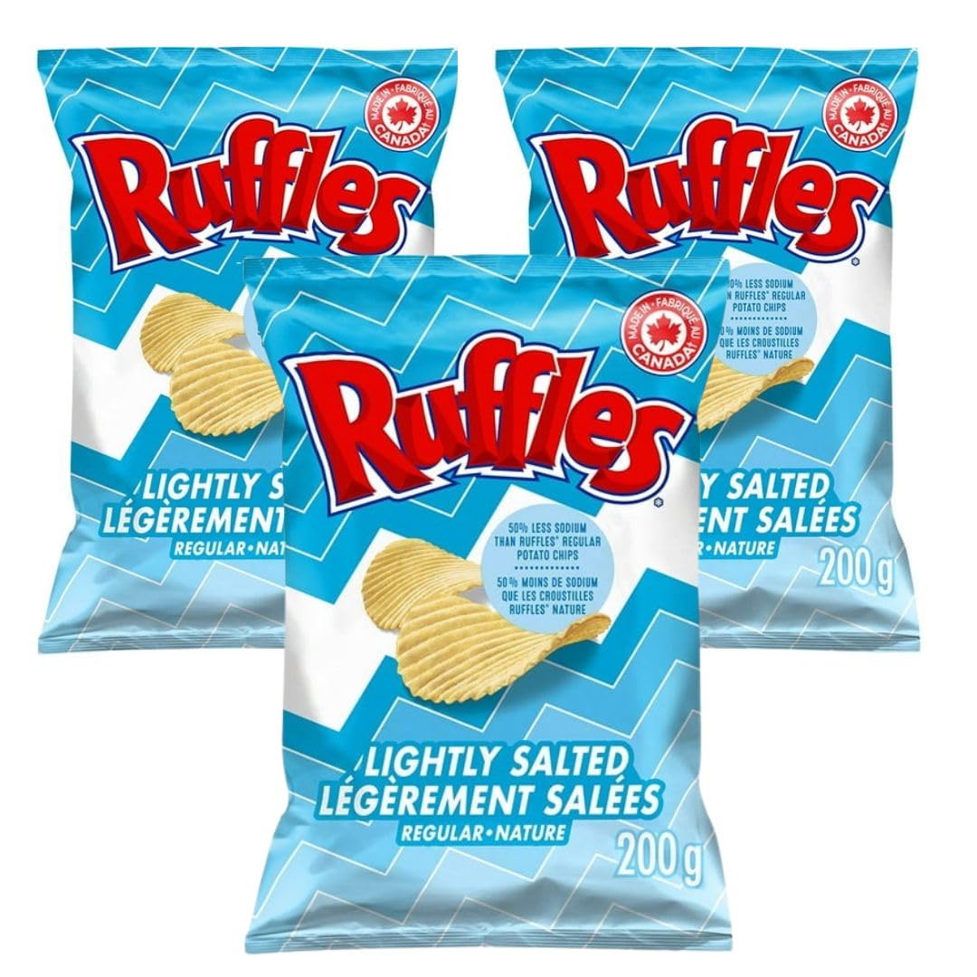 Ruffles New Regular Lightly Salted Potato Chips, 200g/7.05 oz (Shipped from Canada)