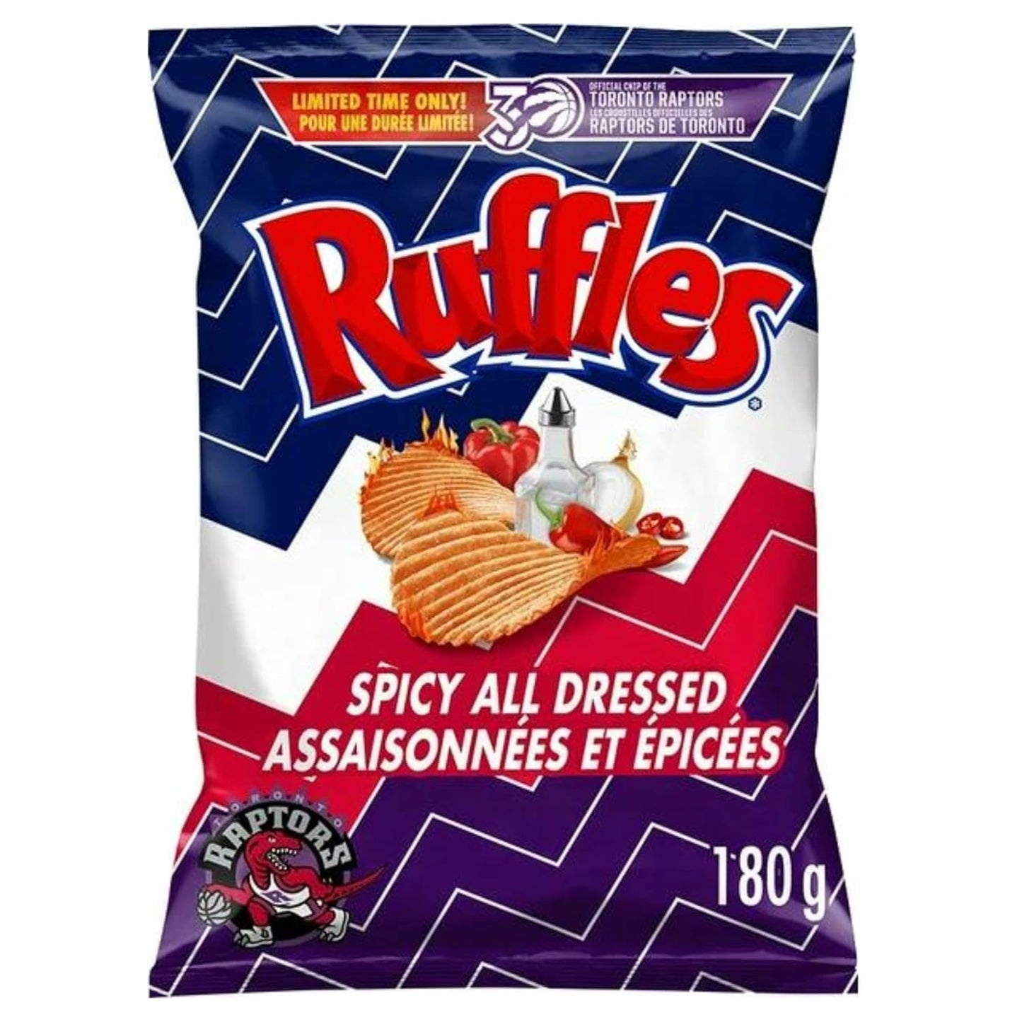 Ruffles Spicy All Dressed Flavoured Potato Chips, 180g/6.3oz (Shipped from Canada)