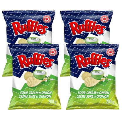 Ruffles New Sour Cream 'n Onion Potato Chips, 200g/7.05 oz (Shipped from Canada)