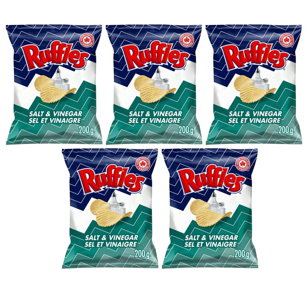 Ruffles New Salt & Vinegar Potato Chips, 200g/7.05 oz (Shipped from Canada)