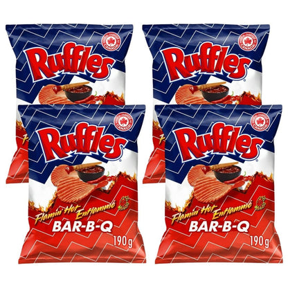 Ruffles New Flamin’ Hot Bar-B-Q Potato Chips, 190g/6.7 oz (Shipped from Canada)