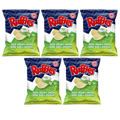 Ruffles New Sour Cream 'n Onion Potato Chips, 200g/7.05 oz (Shipped from Canada)