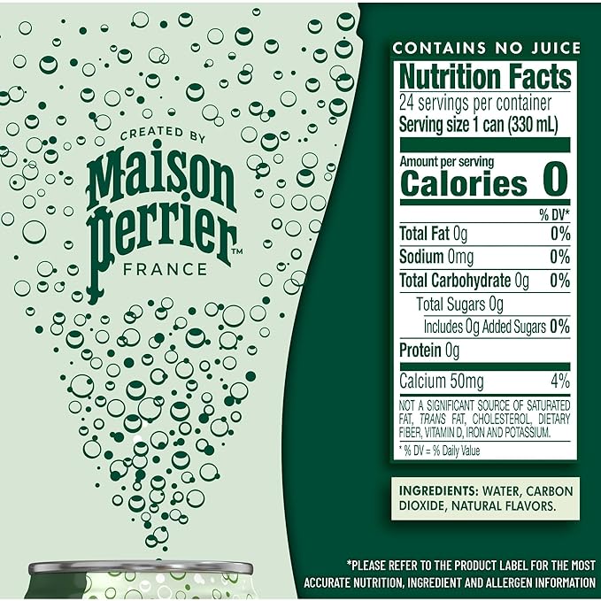 Maison Perrier Forever Lime, Sparkling Water Beverage, Natural Lime Flavour, No Calories, No Sweeteners, No Sodium, Sourced & Bottled In France, 8 x 330ml/11.2 fl. oz (Shipped from Canada)